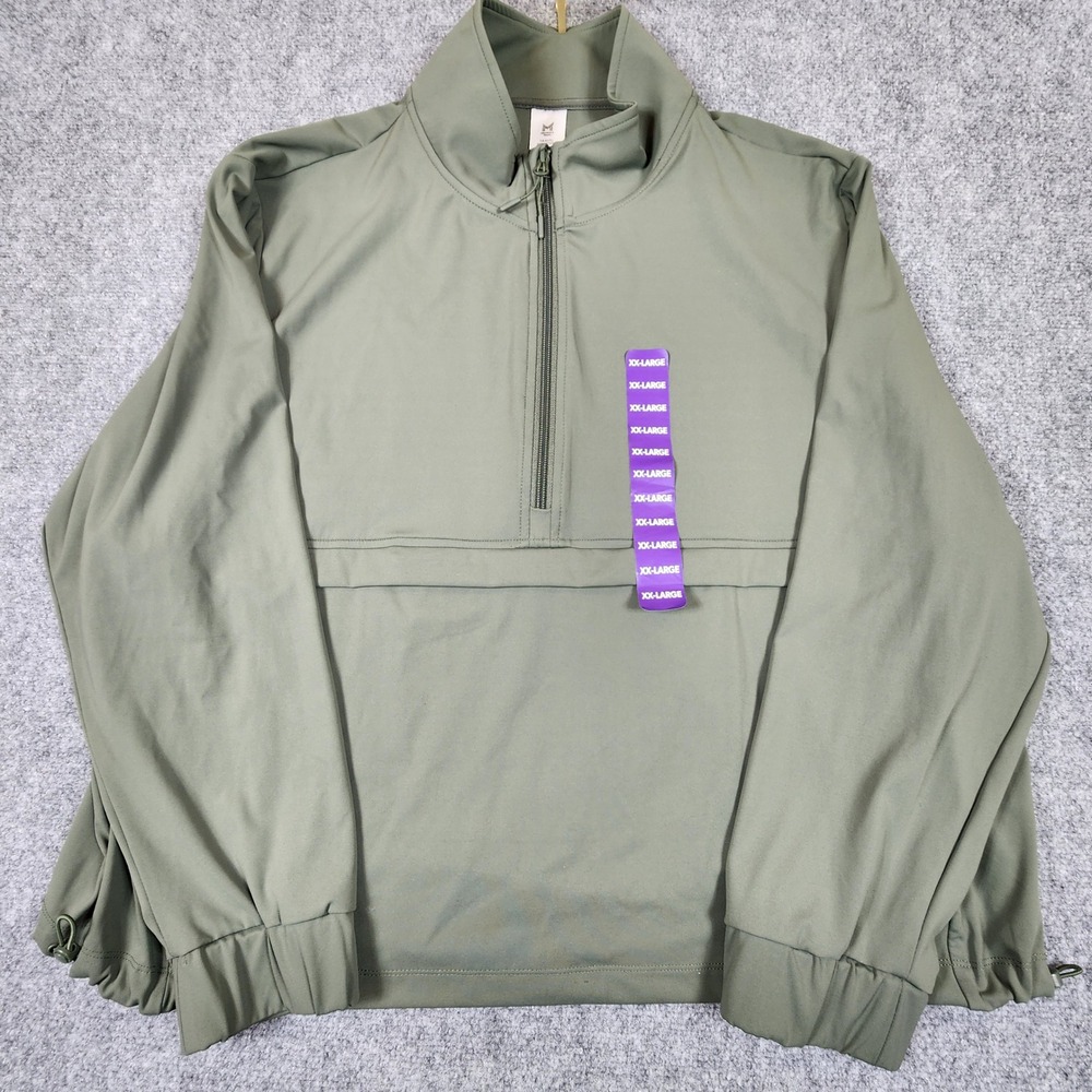 Members Mark Mens Travel Pullover Green Midnight XXL Quarter Zip Windbreaker New